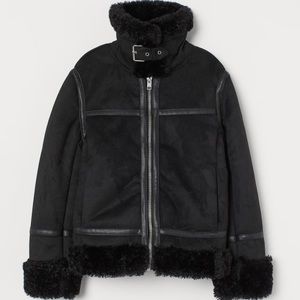 Faux fur trimmed coat